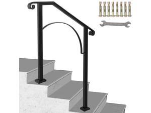 Iron Handrail Picket Fits 2 Step Stair Railing Rustproof Outdoor Brick Steps Iron Handrail Picket Fits 2 Step Stair Railing Rustproof Outdoor Brick Steps