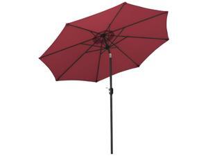 9 ft Po Umbrella Outdoor Market Table Umbrella w/ Push Button Tilt Crank Red 9 ft Po Umbrella Outdoor Market Table Umbrella w/ Push Button Tilt Crank Red