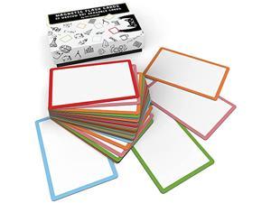 3.7 X 2.8 In Magnetic Medium Blank Cards With Color Borders, Dry Erase Whiteboard Magnets, 20-Pack, Multipurpose White Erasable Labels To Write On For Office, Education And Home Use