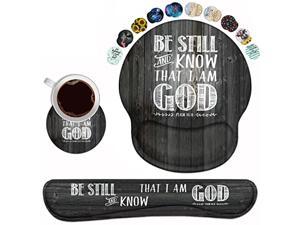 Ergonomic Mouse Pad Wrist Support and Coffee Coaster Cute Wrist Rest Pad with Non-Slip PU Base for Home Office Working Studying Easy Typing & Pain Relief Quotes Bible Verse Jeremiah 29:11 