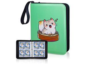 Waterproof 4 Pocket Card Binder - Compatible With Amiibo Pokemon Cards - Portable Storage Case With Protective Sheets - Holds Up To 400 Cards (4 Pocket)
