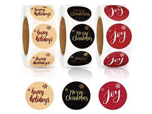 1500 Pieces Joy Christmas Stickers SelfAdhesive Merry Christmas Sticker 1 Inch Round Happy Holiday Package Stickers Xmas Seal Labels Christmas Stickers For Envelopes Gift Wrapping Cards Decoration