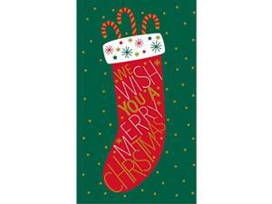 Christmas Holiday Greeting Card Pack With Foil Embellishment Money Holder And Envelopes Tall Stocking  24 Pack 5 X 7
