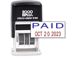 Cosco 2000 Plus SelfInking Date Office With Paid Phrase Blue Ink  Date Red Ink MicroDater 160 12Year Band