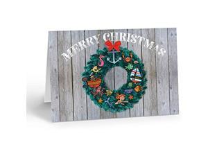 Nautical Wreath Christmas Card  18 Boxed Boating Cards And Envelopes Standard