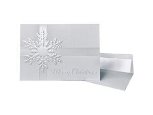 Premium Christmas Cards  20 Pack  White Pearl Foil Embossed Snowflakes  20 Classic Holiday Cards With Matching Pearl Foil Lined Envelopes