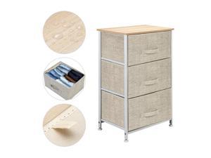 29" 4 Fabric Drawers Bedroom Bedside Nightstand Table Wooden Cabinet Storage