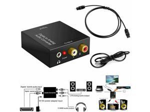 Digital Optical Coax to Analog RCA L/R Audio Converter Adapter with Fiber Cable