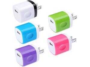 Charging Block Charger Box Ououdee 1A 5-Pack Travel Single Port USB Wall Charger Brick Cubes Compatible iPhone X/8/8 Plus/7/6S Plus Samsung Galaxy s10e S10 S9 S8 Plus/S7/S6/Note 9/8 LG G8 G7 Moto