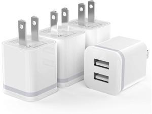 USB Wall Charger, 4-Pack 2.1A/5V Dual USB Block Power Adapter Charger Cube Plug Charging Brick Box for iPhone 13 12 11 XS MAX XR X 8 7 6 6S Plus SE 5S, Samsung, LG, HTC, Moto, Android Phones
