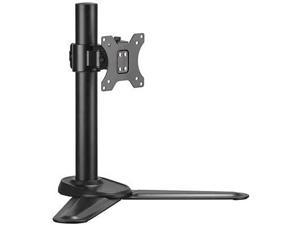 MP-T01 Single Monitor Stand | Freestanding VESA Steel Mount Base Riser fits 13 to 32 inch Screens | Adjustable Height Tilt Swivel Rotation