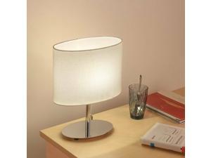 Oval Minimalist Bedside Table Lamps with Fabric Shade for Any Room,White