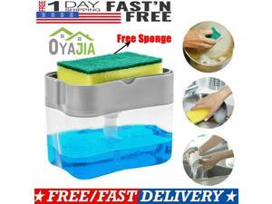 Dish Soap Dispenser for Kitchen Sink 2 in 1 Pump Sponge Caddy Countertop Rack Dish Soap Dispenser for Kitchen Sink 2 in 1 Pump Sponge Caddy Countertop Rack