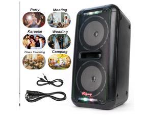 Dual 6.5" BT Portable Party Bluetooth Speaker for Karaoke W/LED DJ Light