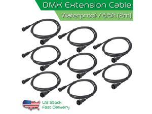 8Pc 6.5ft / 2m DMX512 Extension Cable 3 Pin Signal Wire Waterproof Stage Lights