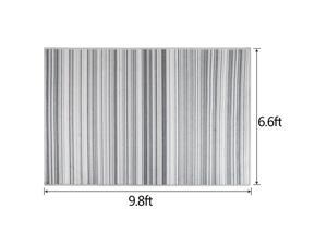 Grey White Stripe Pattern Bedroom Rug Shaggy Non-slip Area Rug Modern Indoors