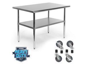 Stainless Steel Commercial Kitchen Work Food Prep Table w/ 4 Casters - 30" x 48"