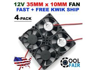 35mm X 10mm New Brushless Case Fan 12V 5.3CFM 2pin PC CPU Cooling 3510 4-Pack