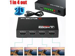 HDMI-Compble Splitter 1 in 4 out Full HD 4 Port Hub Repeater Amplifier 3D
