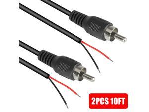 2x 10-ft RCA Male Shielded Audio Cable to Bare Wire for HDTV Speaker Subwoofer 2x 10-ft RCA Male Shielded Audio Cable to Bare Wire for HDTV Speaker Subwoofer