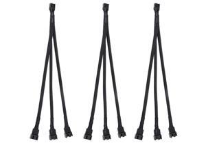 3Pcs PWM Fan Splitter Cable 3Way 4Pin Sleeved Extension Power Cable 1 to 3 Converter for PC Motherboard,Computer CPU Fan