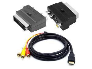 1080P HDMICompatible Male SVideo To 3 RCA AV Audio Cable W/SCART To 3 RCA Phono Adapter