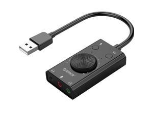 External USB Sound Card Stereo Mic Speaker Headset Audio Jack Cable Adapter Mute Switch Volume Adjustment