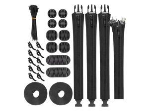 Cable Management Kit 126Pcs,Cord Management Organizer Cable Sleeves Self Adhesive Desk Cord Holder Wire Cable Tie