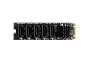 M.2 NGFF BKey Sata to SATA 3 5 Port Expansion Card 6Gbps Expansion Card JMB585 Chipset Support SSD and HDD
