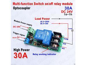DC 24V 30A Delay Time Counter Relay Switch Board Multi- Function Turn on/off Module High Power