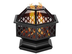 24" Hexagonal Shaped Iron Brazier Wood Burning Fire Pit Decoration for Backyard Poolside 24" Hexagonal Shaped Iron Brazier Wood Burning Fire Pit Decoration for Backyard Poolside