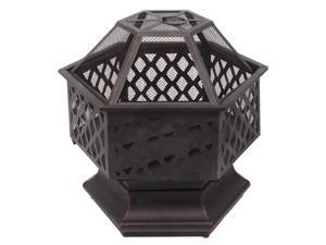 22" Hexagonal Shaped Iron Brazier Wood Burning Fire Pit Decoration for Backyard Poolside 22" Hexagonal Shaped Iron Brazier Wood Burning Fire Pit Decoration for Backyard Poolside