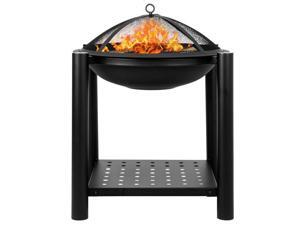 22" Four Feet Iron Brazier Wood Burning Fire Pit Decoration for Backyard Poolside with a Shelf 22" Four Feet Iron Brazier Wood Burning Fire Pit Decoration for Backyard Poolside with a Shelf