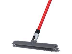 Tyroler Bright Tools Silicone Broom & Squeegee 15.7'' 100% Silicone, New Aluminum Anti-Rust 4 Part Handle, Best For Pet & Human Hair, Indoor, Outdoor, Carpets, Decks, Floor. Water Resistant & Washable