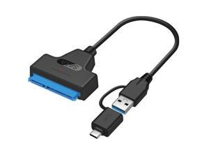 USB3.0 USB C to SATA III Cable External Hard Drive Converter SATA 22Pin 2 in 1 SSD HDD Adapter support UASP for 2.5'' HDD SSD