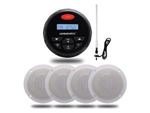 Marine Bluetooth Radio FM AM Audio MP3 Player Stereo + 4 Inch Marine Waterproof Boat Speaker For Outdoor ATV UTV + Boat Antenna Marine Bluetooth Radio FM AM Audio MP3 Player Stereo + 4 Inch Marine Waterproof Boat Speaker For Outdoor ATV UTV + Boat Antenna