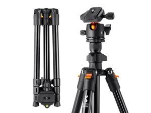 K&F Concept Lightweight Travel Tripod Compact/Flexible Vlog Tripod 63"/1.6m 17.64lbs/8kg Load with Portable Monopod for DSLR