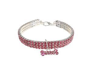 Bling Rhinestone Dog Necklace Collar Diamante&Bone Pendant Crystal For Pet Kitty Pink - Pink (pink) Bling Rhinestone Dog Necklace Collar Diamante&Bone Pendant Crystal For Pet Kitty Pink - Pink (pink)
