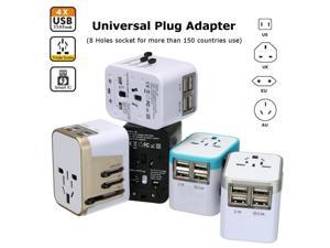 All in One Universal International Plug Adapter 4USB Ports World Travel AC Power Charger US UK AU EU - White All in One Universal International Plug Adapter 4USB Ports World Travel AC Power Charger US UK AU EU - White