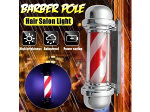OuShu 57cm LED Barber Shop Pole Sign Rotating Hair Salon Light Red White Stripe Design - European regulations 220V