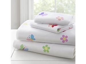 Kids Microfiber Twin Sheet Set for Boys and Girls Bedding Sheet Set Includes Top Sheet Fitted Sheet and One Standard Pillow Case BPAFree Olive Kids Butterfly Garden