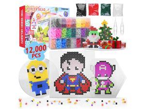 12000 Perler Beads Fuse Beads Kit 24 Colors 5Mm DIY Art Craft Toys for Kids with 3 Pegboards 50 Patterns | Best Christmas Birthday Toys Gift for Girls Boys 5 Years Old +