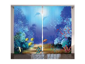 Underwater Curtains Underwater Coral Reef Polyps Algae Dolphins and Goldfishes Bubbles in Deep Ocean Print Living Room Bedroom Window Drapes 2 Panel Set 108quot X 63quot Blue Yellow Underwater Curtains Underwater Coral Reef Polyps Algae Dolphins and Goldfishes Bubbles in Deep Ocean Print Living Room Bedroom Window Drapes 2 Panel Set 108quot X 63quot Blue Yellow