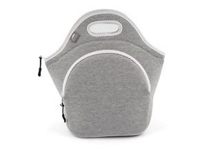 Large Neoprene Lunch Bag For Women Men amp Kids | Extra Pocket | 5 mm Insulation | 135 Big | Washable | Soft Designer Cotton | Best YKK Zipper In The World | LightGrey Lunch Box