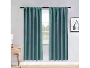 Thermal Curtains Blackout Window Coverings Privacy Protect Rod Pocket Top Solid Color Light Blocking Home Decoration for Bedroom 52 Wide by 72 inch Drop Sea Teal 2 PCs