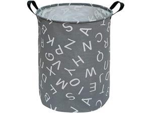 196 Inches Large Laundry Basket Waterproof Round Cotton Linen Collapsible Storage bin with Handles for Hamper Kids RoomToy StorageAlphabet