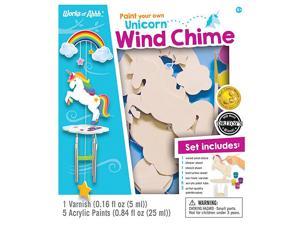 Works of Ahhh Real Wood Large Acrylic Paint amp Craft Kit Wind Chime with Unicorn Moms Choice Award for Ages 4+
