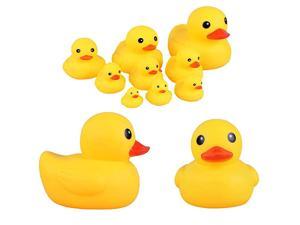 9PCS Large Rubber Ducks Set Baby Shower Squeak Fun Baby Yellow Rubber Bath Toy Float Fun Decorations for Shower Birthday Party Favors Cupcake Topper Carnival Game Gift