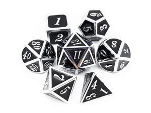 7PCS Metal Dice Set Silver Black DampD Dice for Dungeons and Dragons GamesSilver Black 7PCS Metal Dice Set Silver Black DampD Dice for Dungeons and Dragons GamesSilver Black