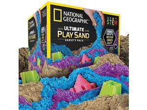 Play Sand Combo Pack 2 LBS each of Blue Purple and Natural Sand with Castle Molds A Kinetic Sensory Activity